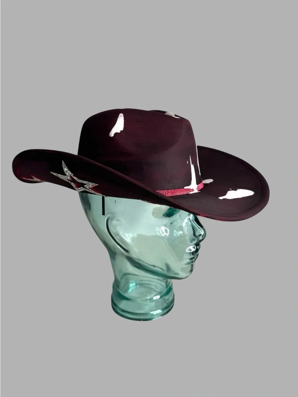 Custom Burgundy star rhinestone western Cowboy hat